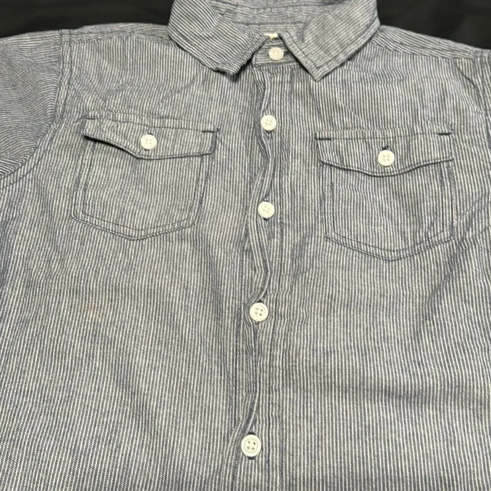 Gymboree Boys Blue/white stripe button down. Size S(5-6)